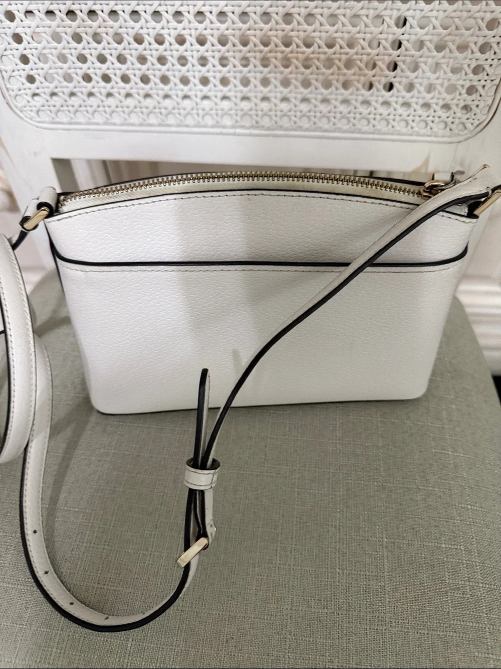 kate spade White Pebbled Leather  Crossbody Purse